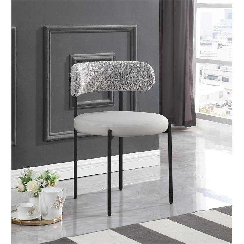 Meridian Furniture Beacon Taupe Vegan Leather and Boucle Dining Chair (Set of 2)