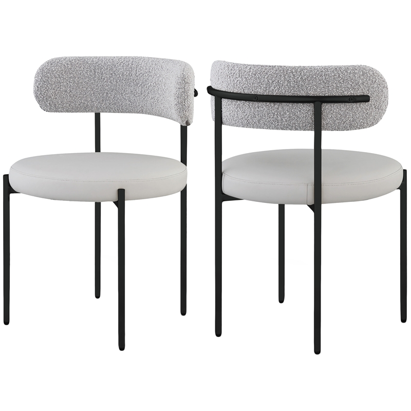 Meridian Furniture Beacon Taupe Vegan Leather and Boucle Dining Chair (Set of 2)