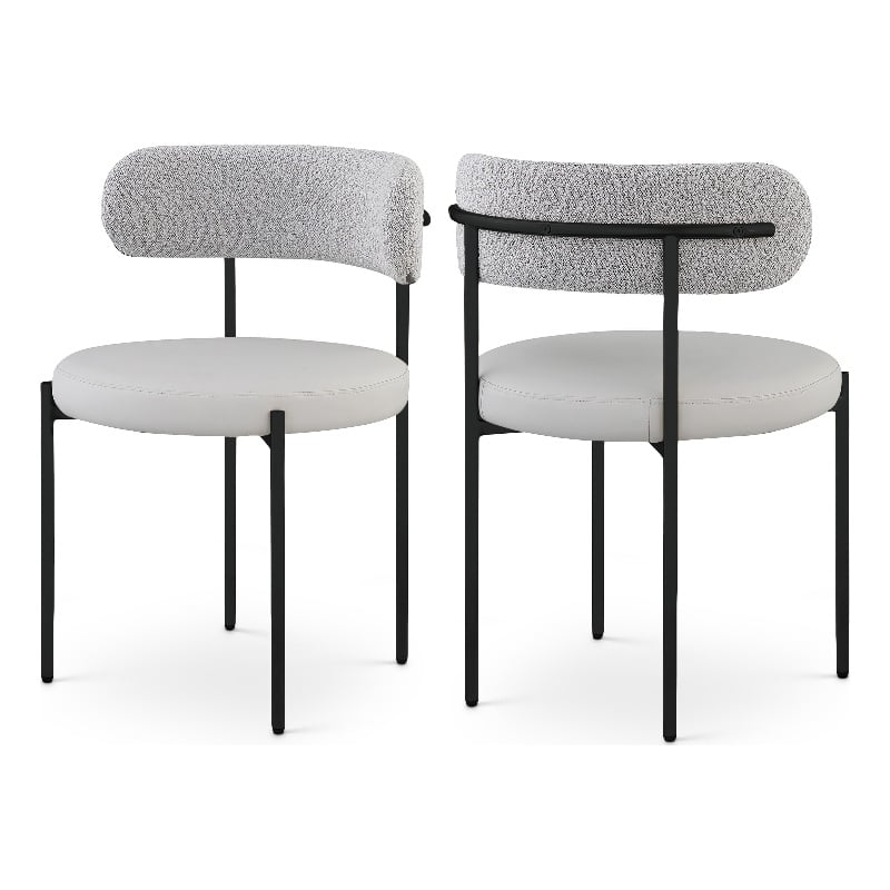 Meridian Furniture Beacon Taupe Vegan Leather and Boucle Dining Chair (Set of 2)