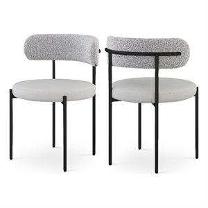 Meridian Furniture Beacon Taupe Vegan Leather and Boucle Dining Chair (Set of 2)