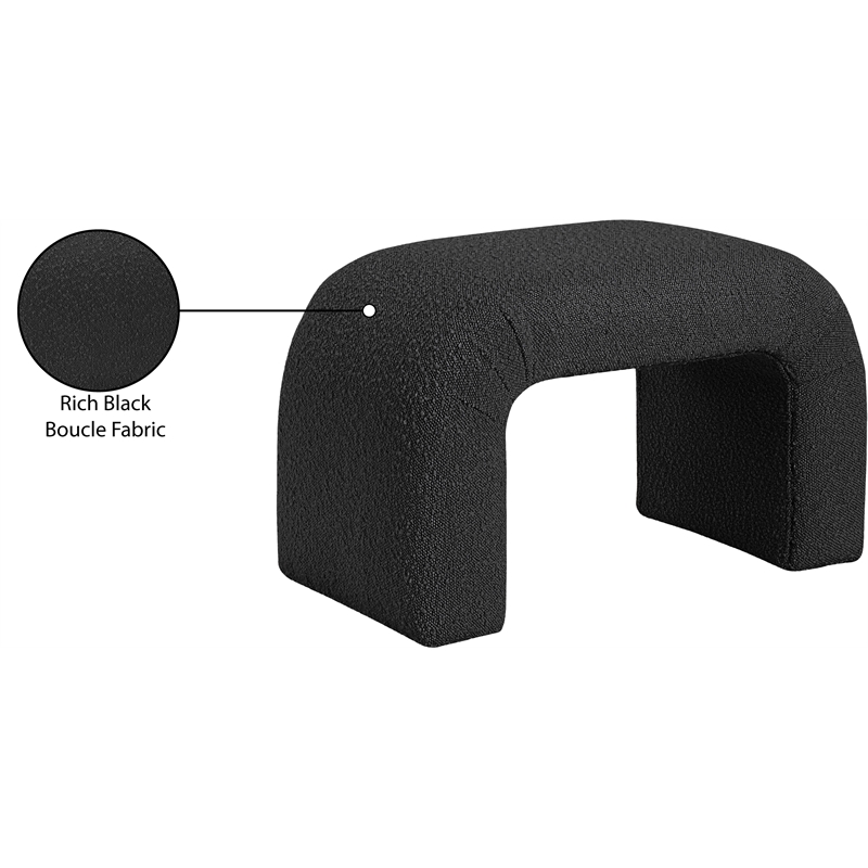 Meridian Furniture Niagara Black Boucle Fabric Bench