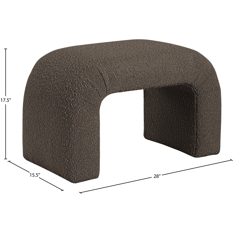 Meridian Furniture Niagara Brown Boucle Fabric Bench