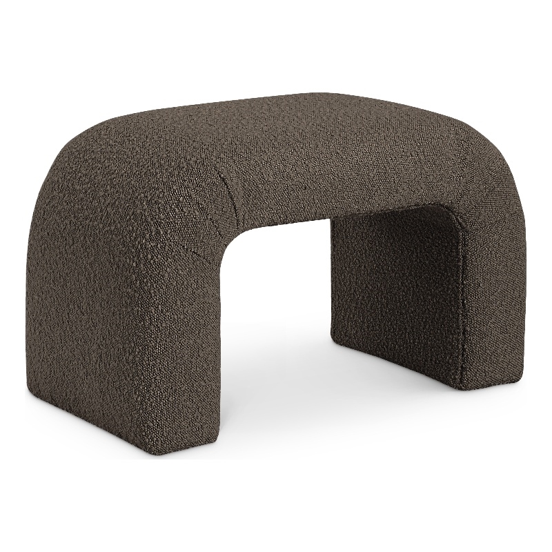 Meridian Furniture Niagara Brown Boucle Fabric Bench