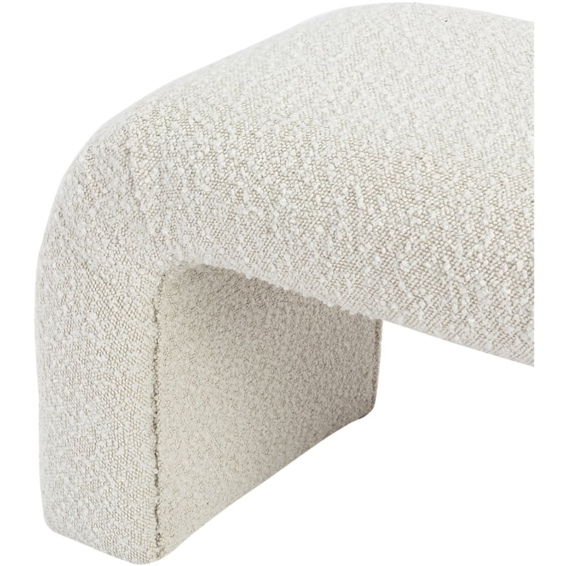 Meridian Furniture Niagara Cream Boucle Fabric Bench