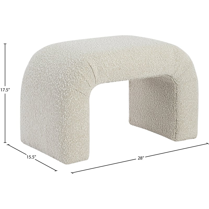 Meridian Furniture Niagara Cream Boucle Fabric Bench