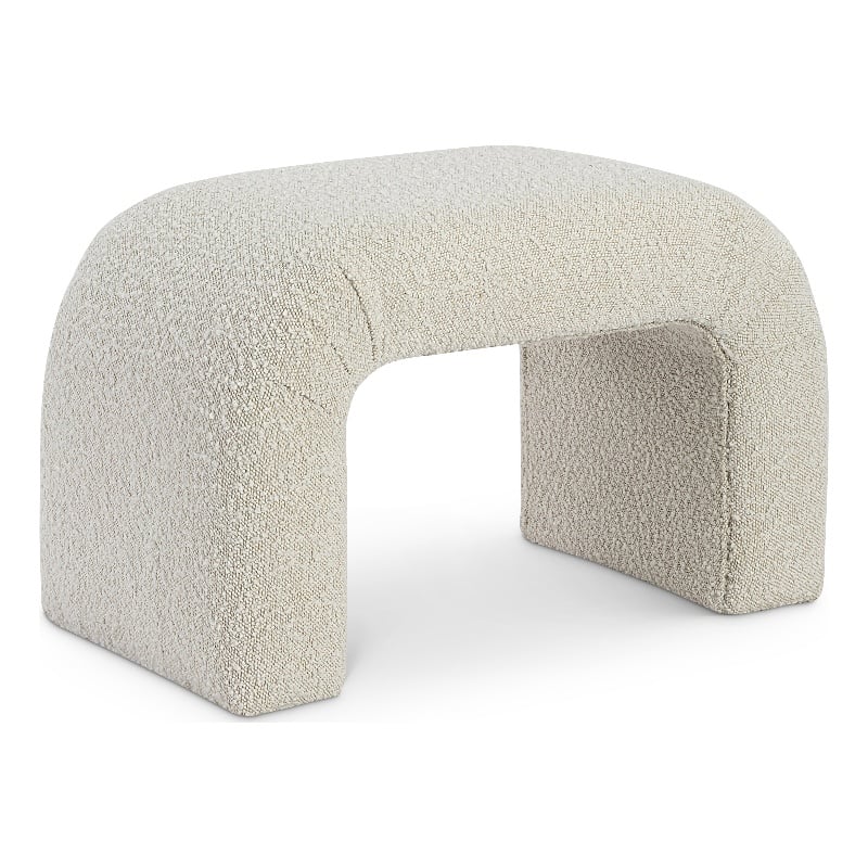 Meridian Furniture Niagara Cream Boucle Fabric Bench