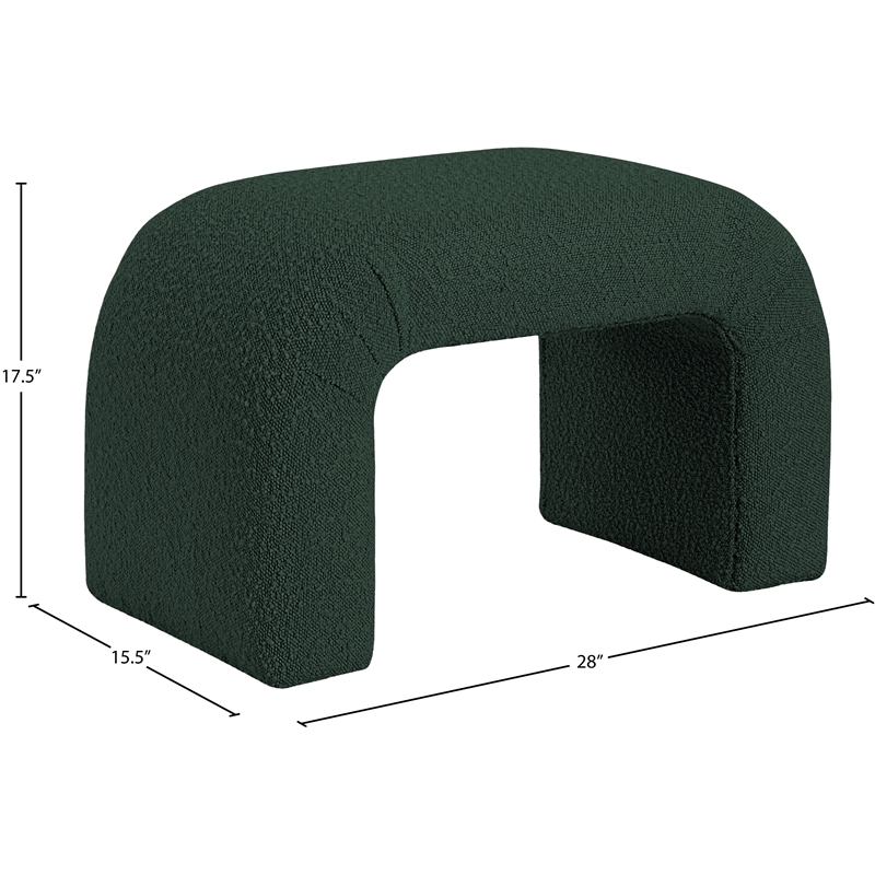 Meridian Furniture Niagara Green Boucle Fabric Bench