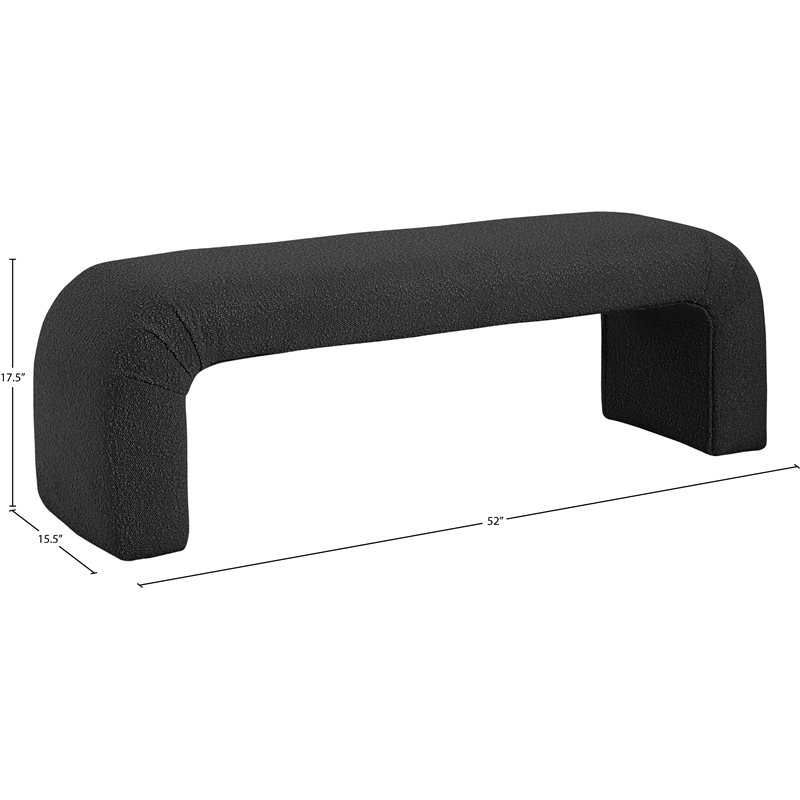 Meridian Furniture Niagara Black Boucle Fabric Bench