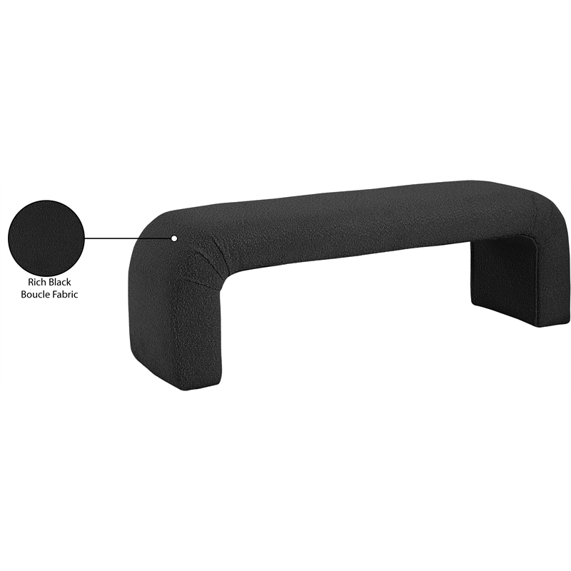 Meridian Furniture Niagara Black Boucle Fabric Bench