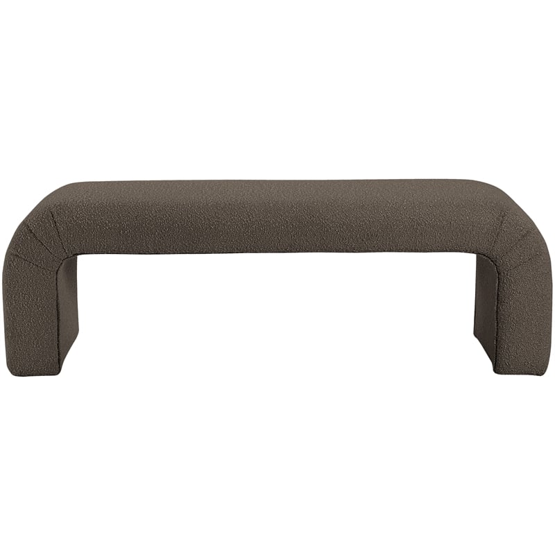 Meridian Furniture Niagara Brown Boucle Fabric Bench