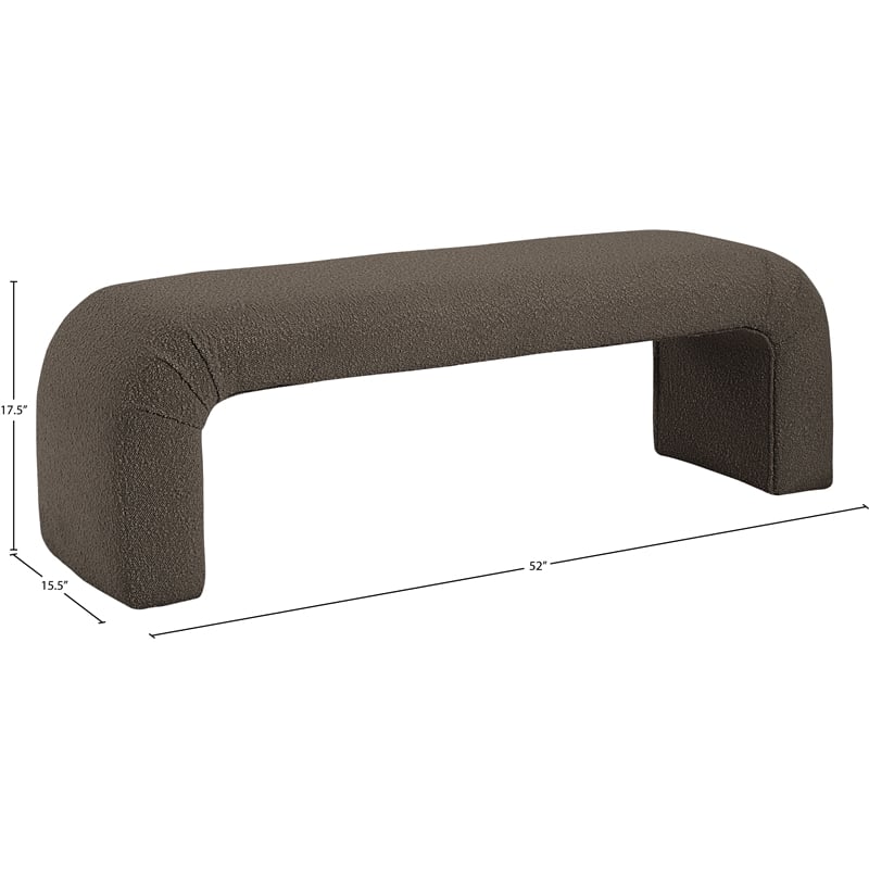 Meridian Furniture Niagara Brown Boucle Fabric Bench