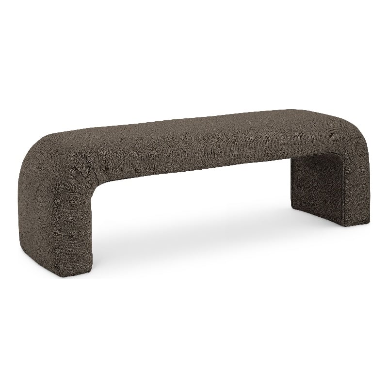 Meridian Furniture Niagara Brown Boucle Fabric Bench
