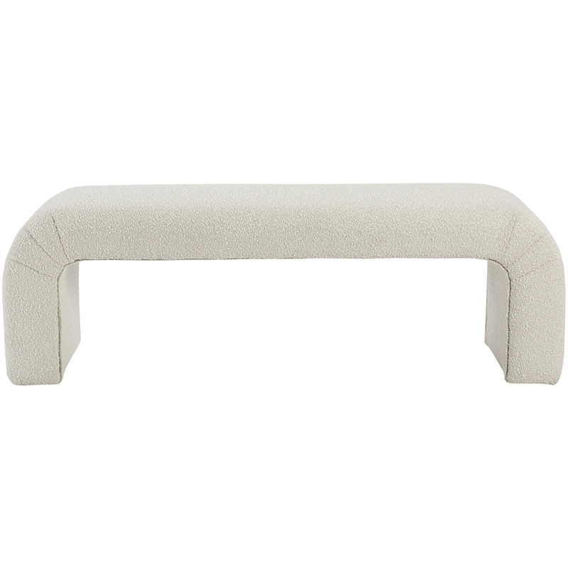 Meridian Furniture Niagara Cream Boucle Fabric Bench
