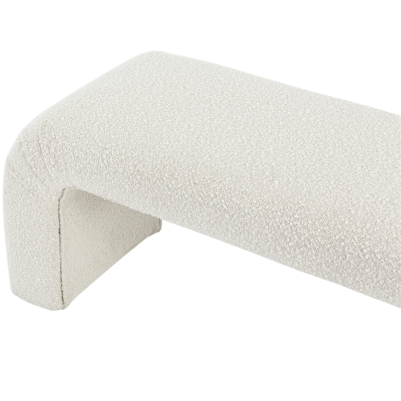 Meridian Furniture Niagara Cream Boucle Fabric Bench