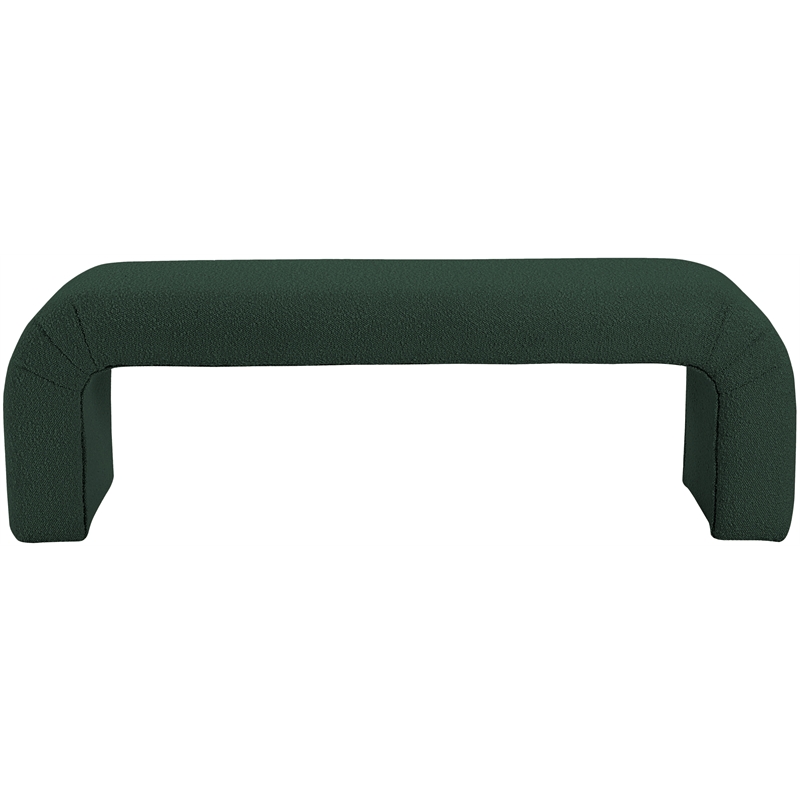Meridian Furniture Niagara Green Boucle Fabric Bench