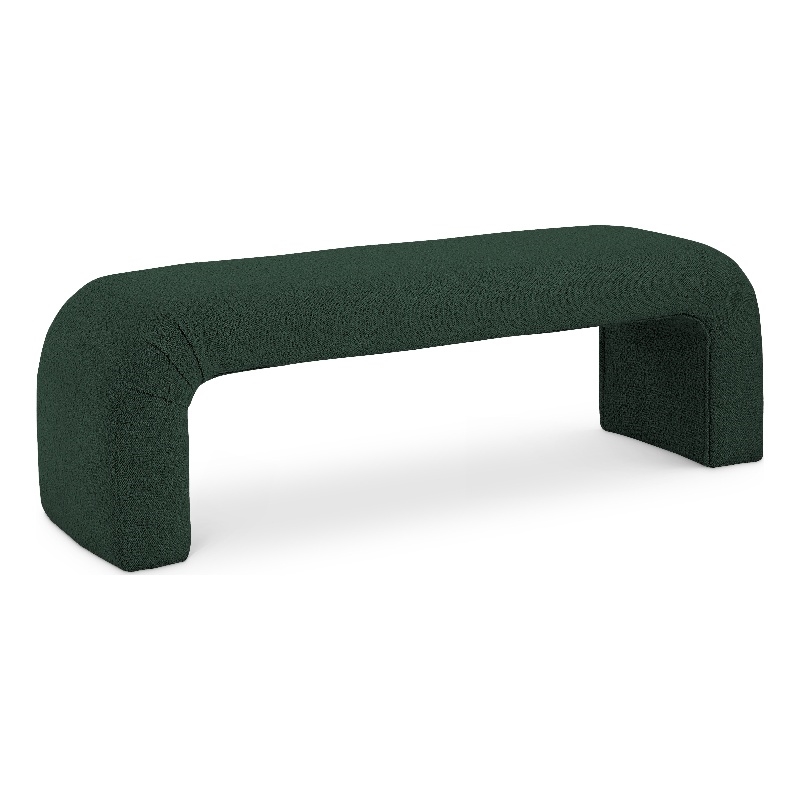 Meridian Furniture Niagara Green Boucle Fabric Bench
