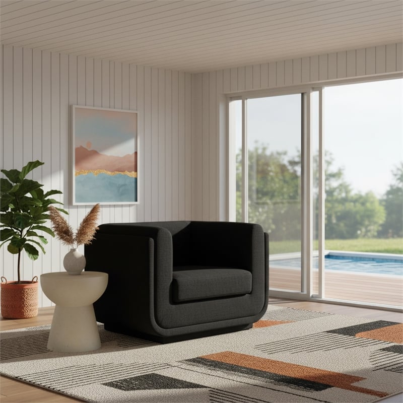 Meridian Furniture Kimora Black Linen Textured Fabric Chair