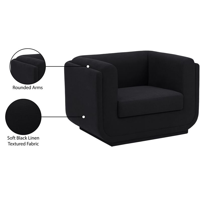 Meridian Furniture Kimora Black Linen Textured Fabric Chair