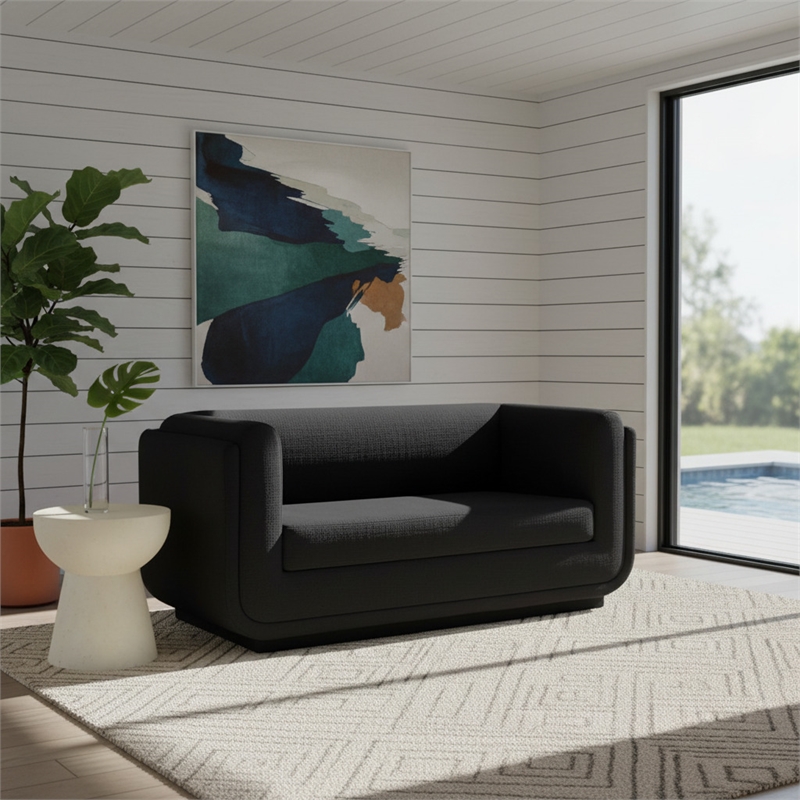 Meridian Furniture Kimora Black Linen Textured Fabric Loveseat