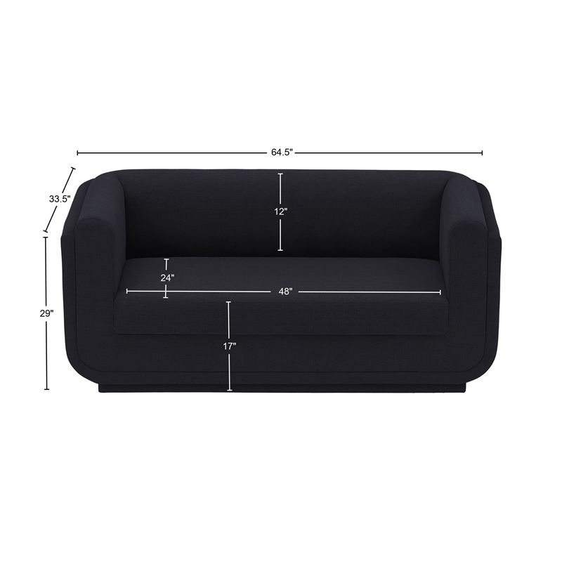 Meridian Furniture Kimora Black Linen Textured Fabric Loveseat