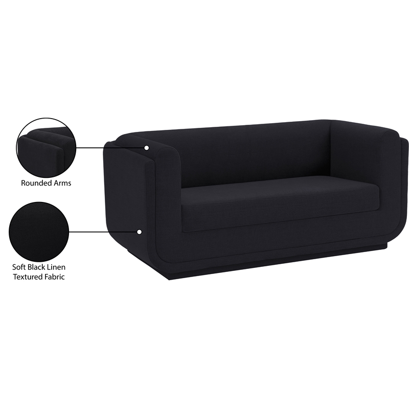Meridian Furniture Kimora Black Linen Textured Fabric Loveseat