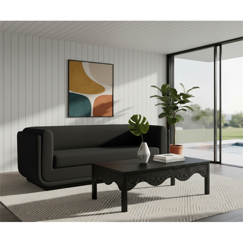 Meridian Furniture Kimora Black Linen Textured Fabric Sofa