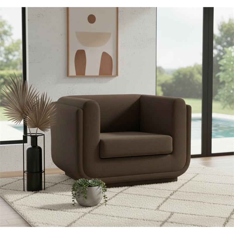 Meridian Furniture Kimora Brown Linen Textured Fabric Chair