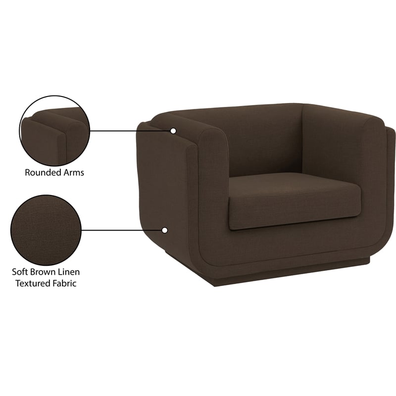 Meridian Furniture Kimora Brown Linen Textured Fabric Chair