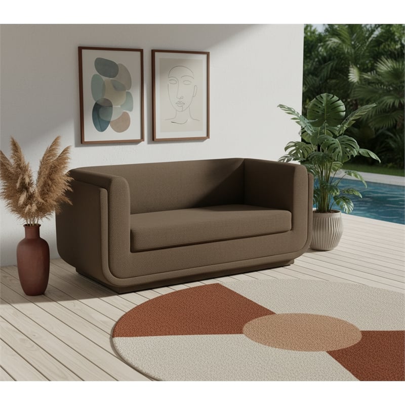 Meridian Furniture Kimora Brown Linen Textured Fabric Loveseat