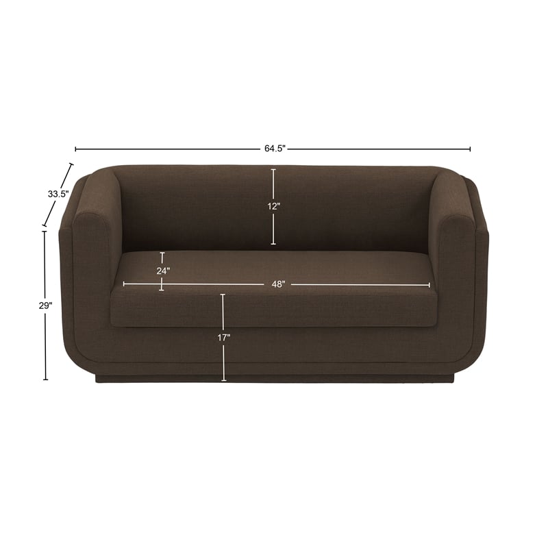 Meridian Furniture Kimora Brown Linen Textured Fabric Loveseat