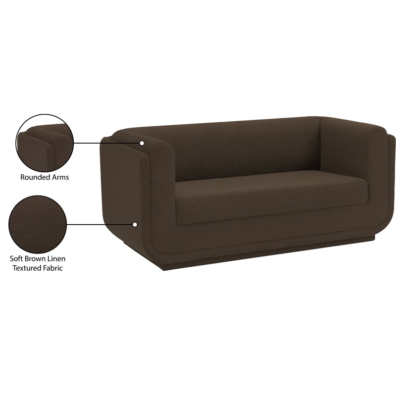 Meridian Furniture Kimora Brown Linen Textured Fabric Loveseat