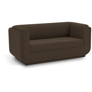 meridian furniture kimora brown linen textured fabric loveseat