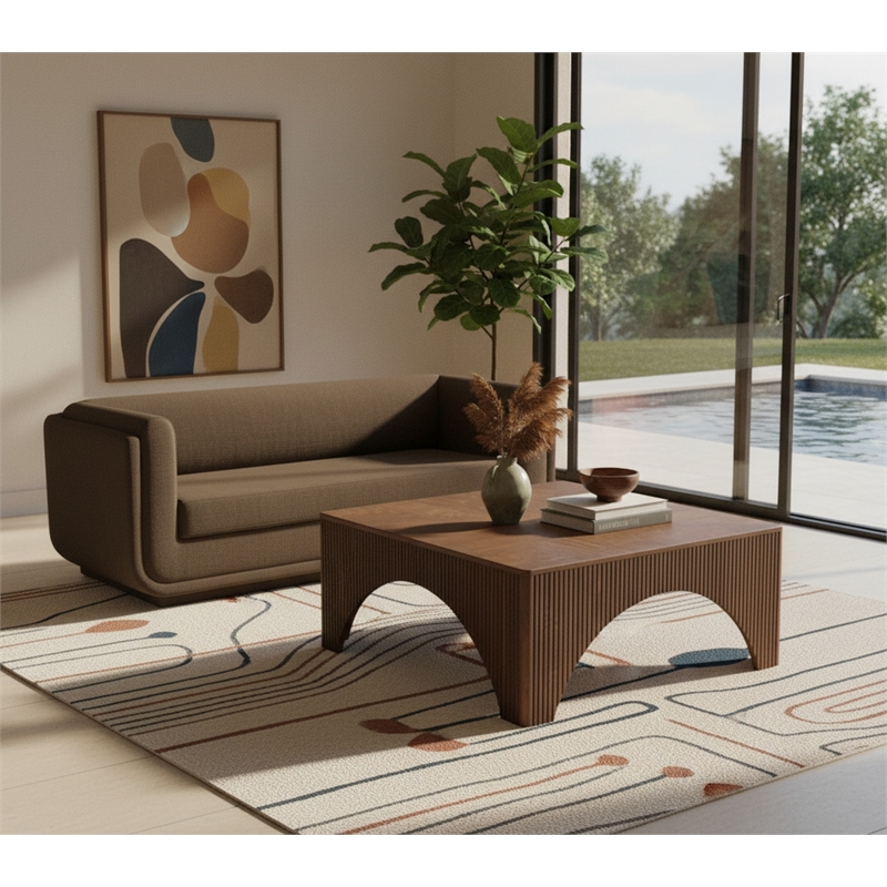 Meridian Furniture Kimora Brown Linen Textured Fabric Sofa