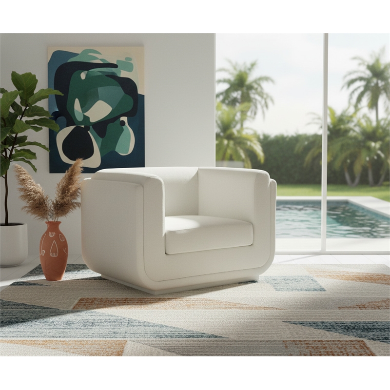 Meridian Furniture Kimora Cream Linen Textured Fabric Chair