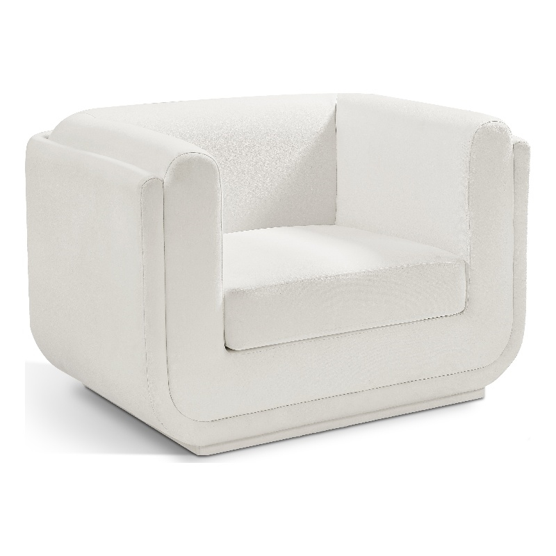 Meridian Furniture Kimora Cream Linen Textured Fabric Chair