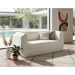 Meridian Furniture Kimora Cream Linen Textured Fabric Loveseat