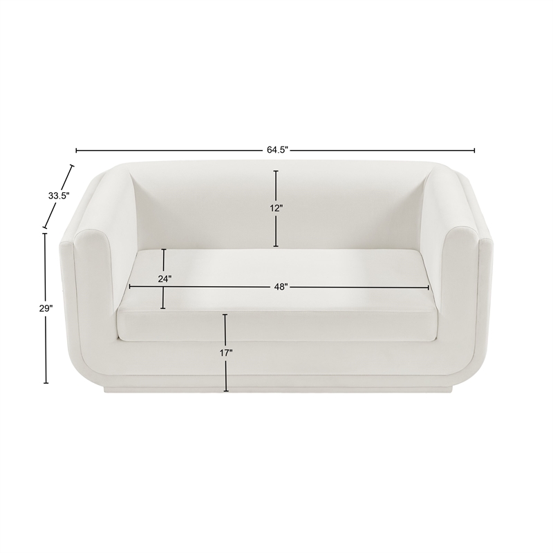 Meridian Furniture Kimora Cream Linen Textured Fabric Loveseat