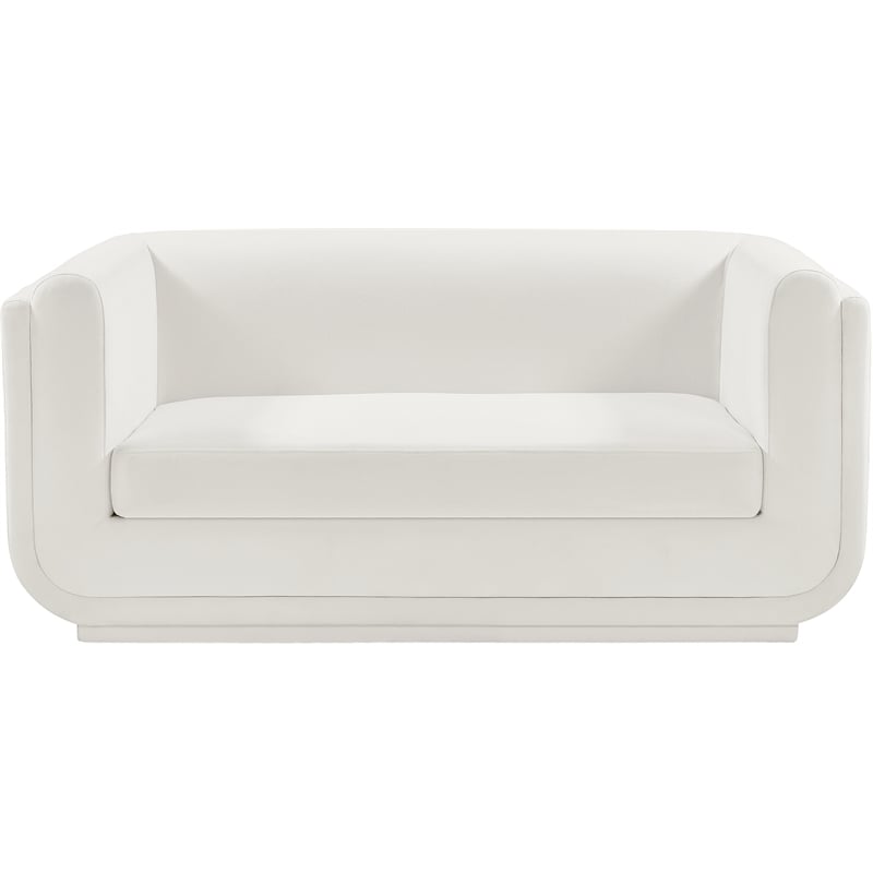 Meridian Furniture Kimora Cream Linen Textured Fabric Loveseat