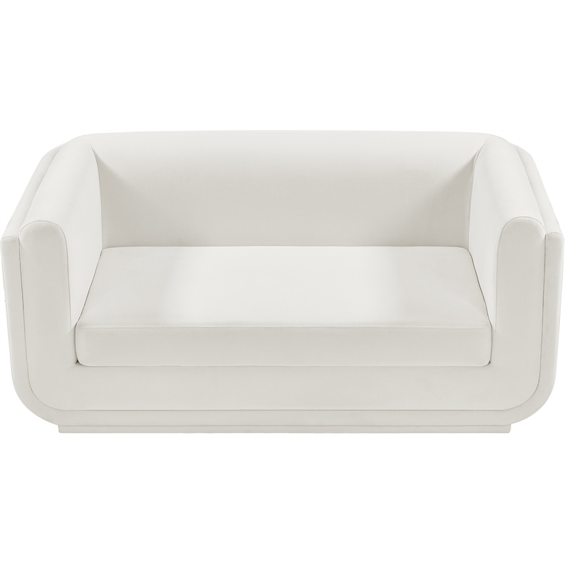 Meridian Furniture Kimora Cream Linen Textured Fabric Loveseat