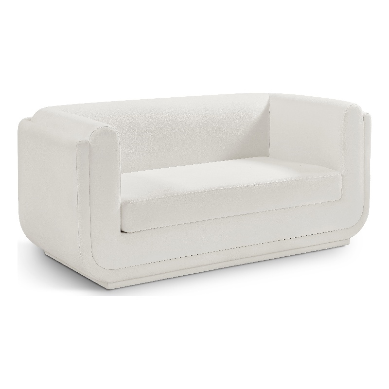 Meridian Furniture Kimora Cream Linen Textured Fabric Loveseat