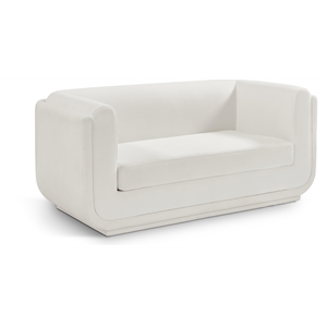 meridian furniture kimora cream linen textured fabric loveseat