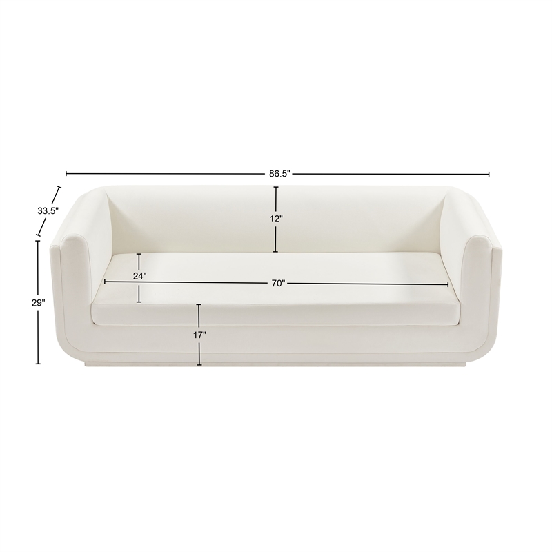 Meridian Furniture Kimora Cream Linen Textured Fabric Sofa