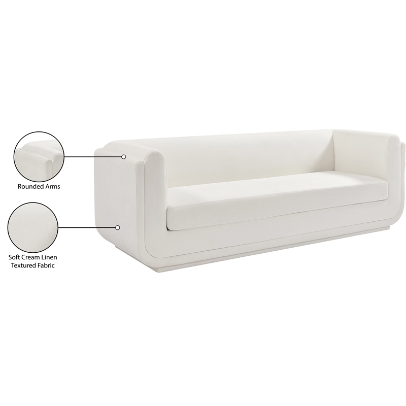 Meridian Furniture Kimora Cream Linen Textured Fabric Sofa