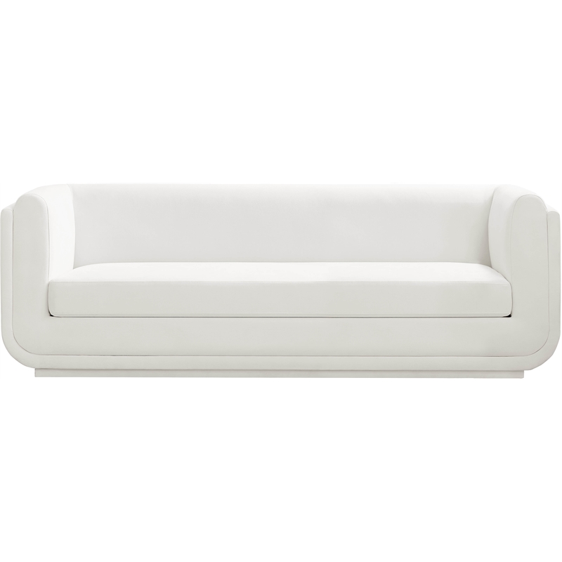 Meridian Furniture Kimora Cream Linen Textured Fabric Sofa