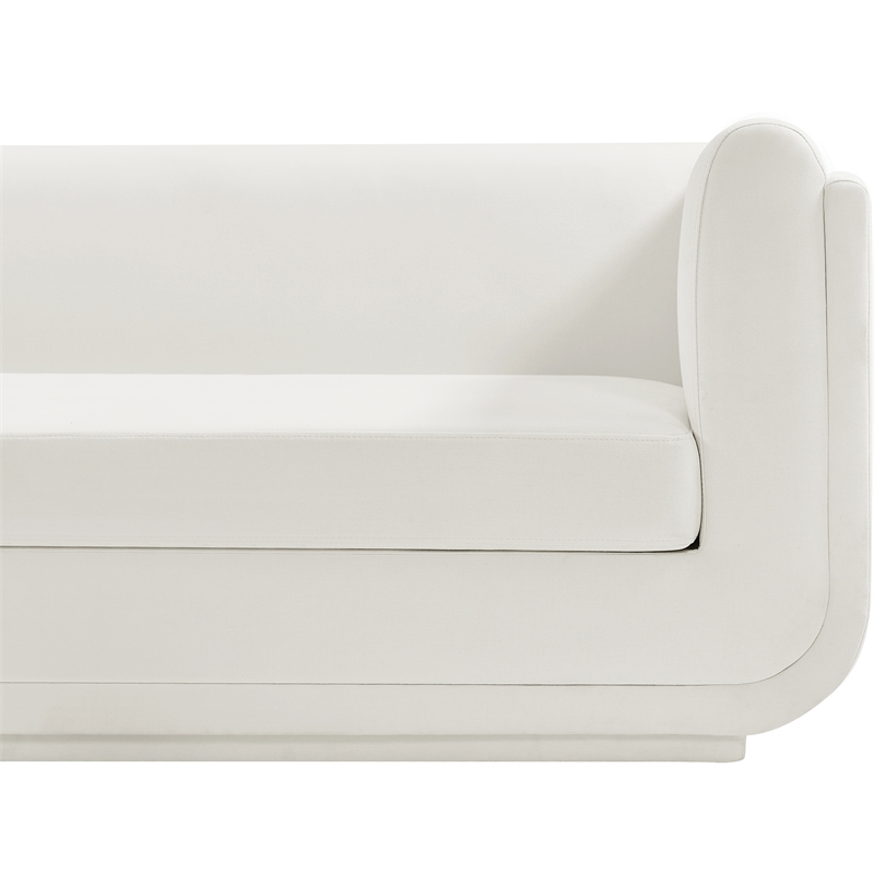 Meridian Furniture Kimora Cream Linen Textured Fabric Sofa