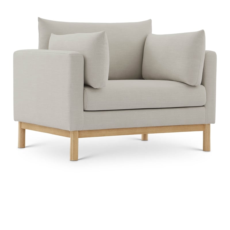 Meridian Furniture Langham Beige Linen Textured Fabric Chair