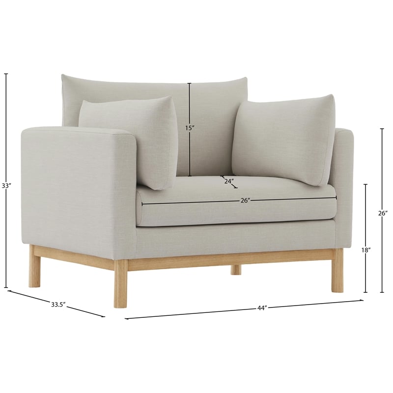 Meridian Furniture Langham Beige Linen Textured Fabric Chair