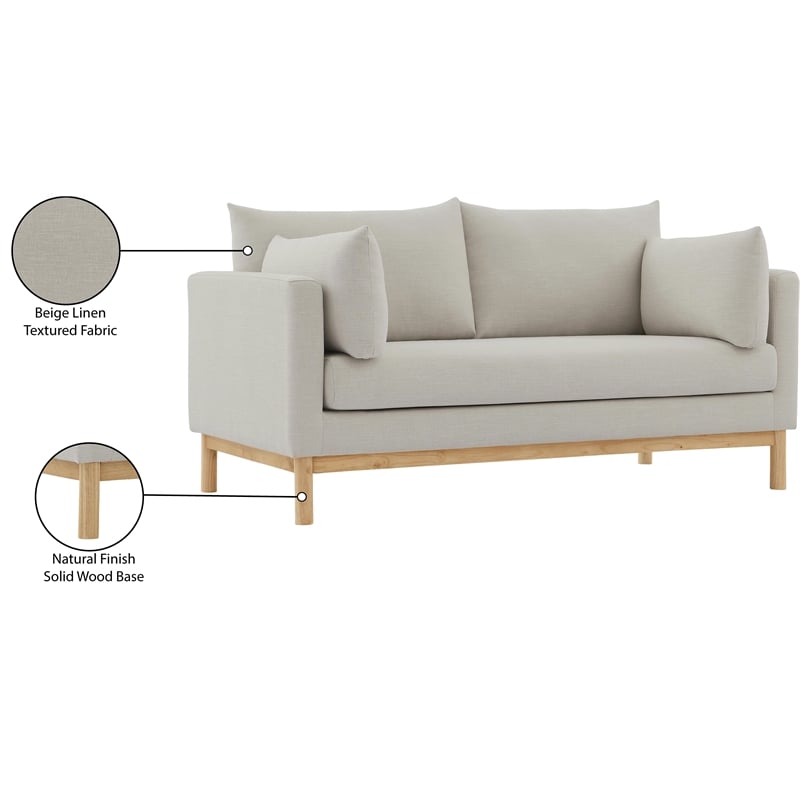 Meridian Furniture Langham Beige Linen Textured Fabric Loveseat