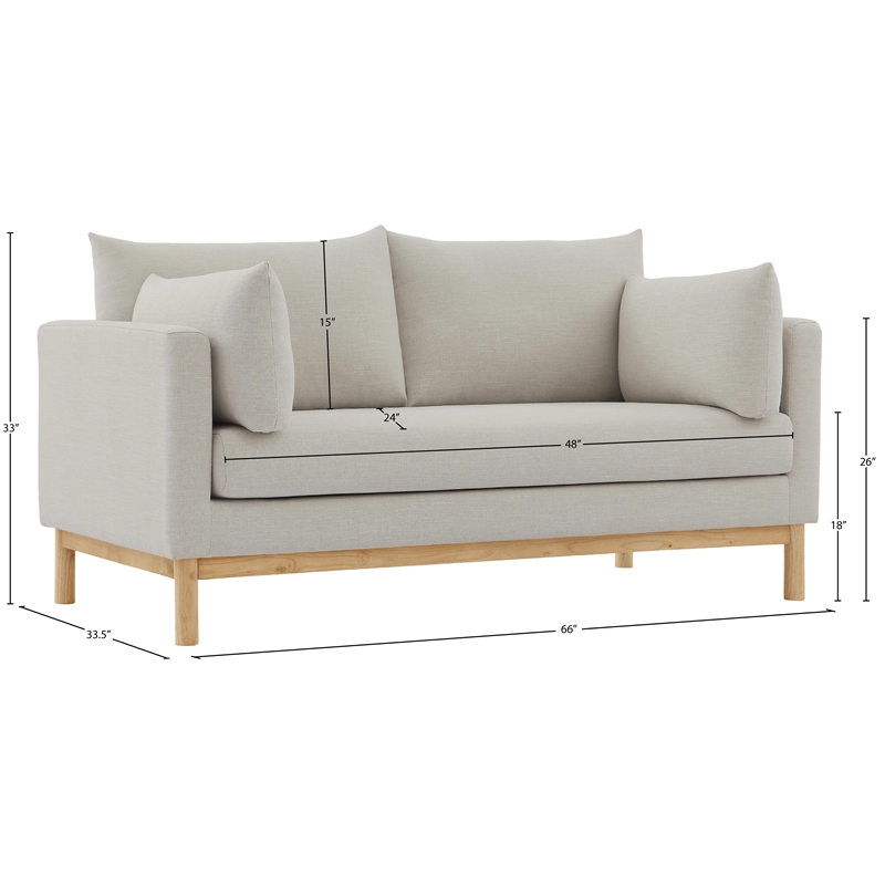 Meridian Furniture Langham Beige Linen Textured Fabric Loveseat