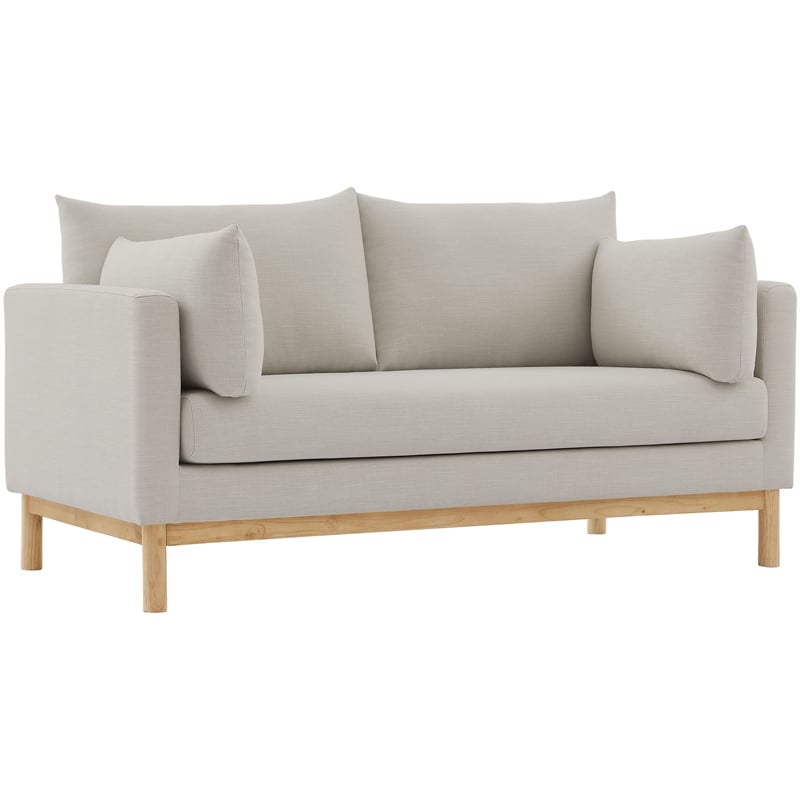 Meridian Furniture Langham Beige Linen Textured Fabric Loveseat